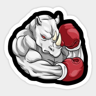 Funny rhino as a boxer Sticker